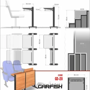 Si Mignon GARFISH Series GD-20 front row desk with foldable writing surface for universities and lecture halls