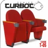 Si Mignon TURBOT Series T-05 Foldable Concert Hall & Chapel Chairs With Cup Holders - Ergonomic folding theater chairs for church sanctuary featuring silent gravity-tilt mechanisms.