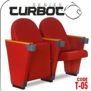 Si Mignon TURBOT Series T-05 Foldable Concert Hall & Chapel Chairs With Cup Holders - Ergonomic folding theater chairs for church sanctuary featuring silent gravity-tilt mechanisms.