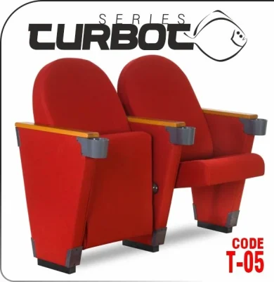 Si Mignon TURBOT Series T-05 Foldable Concert Hall & Chapel Chairs With Cup Holders - Ergonomic folding theater chairs for church sanctuary featuring silent gravity-tilt mechanisms.