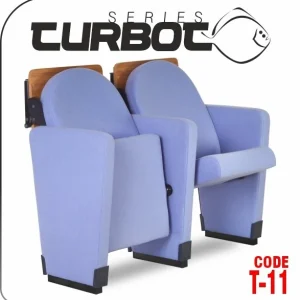 Si Mignon TURBOT Series T-11 Lecture hall chairs with writing pad - Fixed lecture hall chairs with desk and anti-panic writing tablets for modern university auditoriums.